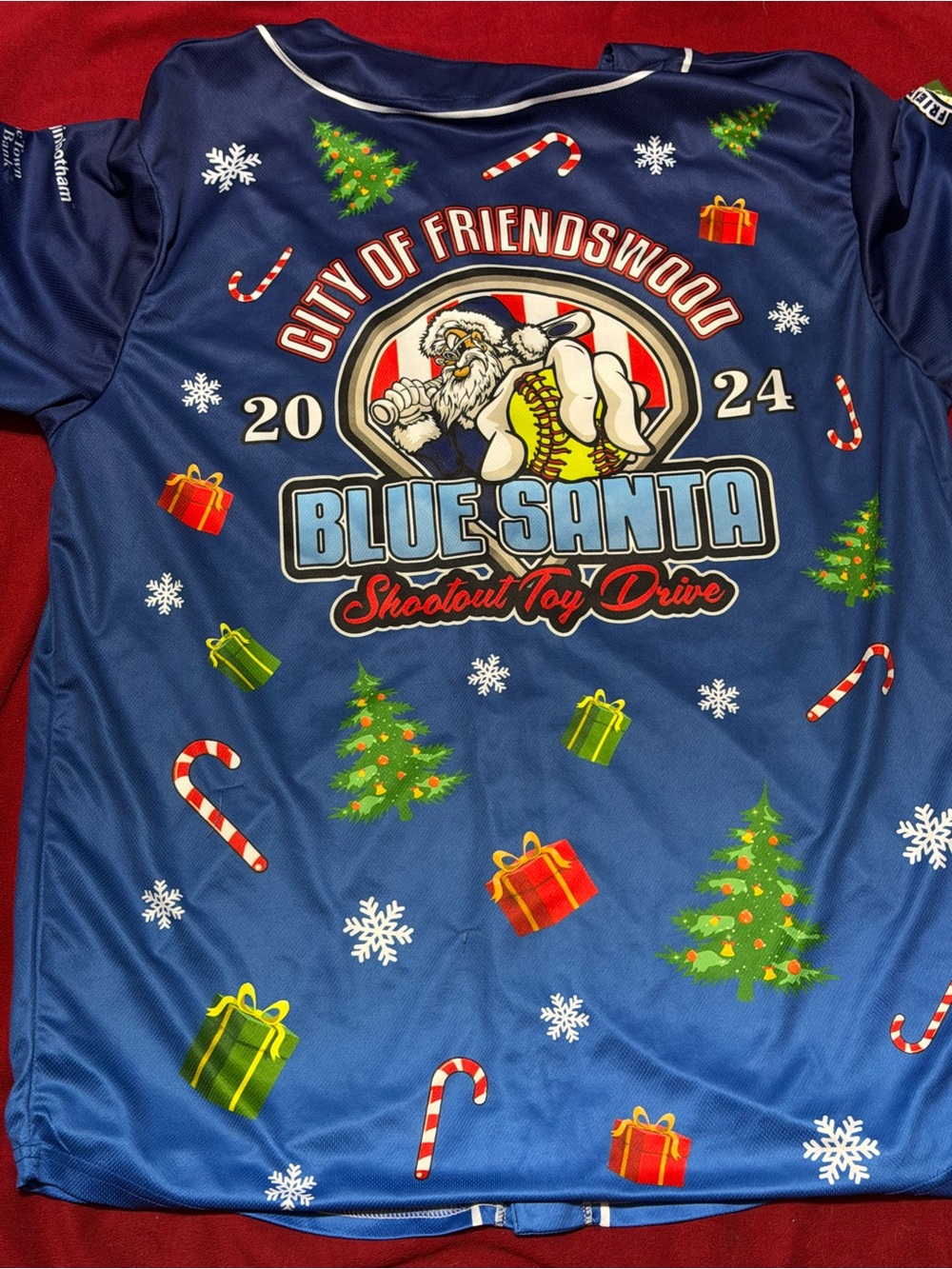 Blue Santa Holiday Jersey Top - Blue - City of Friendswood